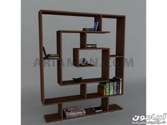 the bookshelf is made out of wood and has several shelves on each side