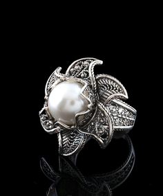 Silver Elegant Flower Ring For Gift, Elegant Sterling Silver Flower Ring, Elegant Silver Flower Ring For Gift, Elegant Silver Flower Shaped Ring, Elegant Flower Ring With Intricate Design, Elegant Filigree Flower Ring For Formal Occasions, Elegant Silver Diamond Flower Ring, Elegant Flower Ring Stamped 925, Elegant Silver Flower Ring For Formal Occasions