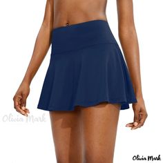 Olivia Mark - Sport Skirt with Anti-Slip Design for Fitness, Yoga, Casual Wear, Golf, and Tennis Fitted Skirted Swim Skirt For Sports, Blue Casual Swim Skirt For Sports, Blue Casual Sports Swim Skirt, Lined Swim Skirt For Sports, Blue Stretch Swim Skirt For Sports, Blue Short Length Swim Skirt For Sports, Casual Tennis Skirt For Yoga, Fitted Blue Skort For Workout, Blue Stretch Skirt For Workout