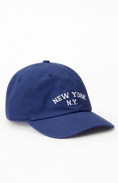 The New York Dad Hat from PacSun brings classic style to your everyday look. Featuring breathable eyelets and a curved brim, this hat offers comfort and effortless cool. The bold New York embroidery adds a stylish touch, while the adjustable strapback ensures a perfect fit for all-day wear.Solid color dad hatCanvas constructionBreathable eyeletsCurved brimNew York embroideryAdjustable strapbackOne size fits most PacSun Womens New York Dad Hat - Blue Classic Spring Baseball Cap, Classic Blue Baseball Cap With Curved Visor, Classic Beach Baseball Cap With Curved Brim, Classic Curved Brim Baseball Cap For Beach, Classic Snapback Summer Hats, Classic Summer Dad Hat For Everyday Wear, Classic Dad Hat For Summer, Classic Summer Snapback Baseball Cap, Classic Navy Baseball Cap With Curved Brim