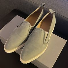 The Comfortable Classy Perfect Shade Of Grey. Italian Quality Spring Suede Loafers With Contrast Sole, Suede Low-top Loafers For Formal Occasions, Suede Low-top Formal Loafers, Formal Suede Low-top Loafers, Office Low-top Slip-ons With Rubber Sole, Office Slip-ons With Rubber Sole And Low-top, Formal Low-top Suede Slip-ons, Formal Low-top Slip-ons With Contrast Sole, Modern Low-top Loafers For Spring