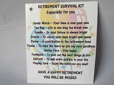 a retirement survival kit with instructions on it