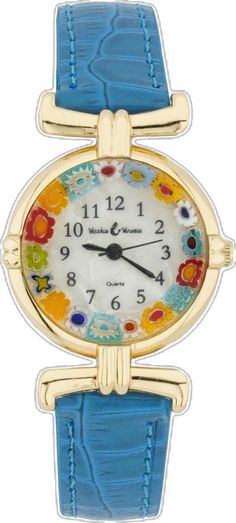 Multicolor Round Watches For Gift, Multicolor Round Watches As Gifts, Murano Glass Jewelry, Venetian Glass, Gold Light, Genuine Leather Bags, Elegant Accessories, Office Accessories, Blue And Gold