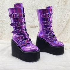 Heart Plates, Band Au, Demonia Boots, Festival Boots, Demonia Shoes, Rugged Boots, Black Platform Boots, Metal Plates, Buckle Boots