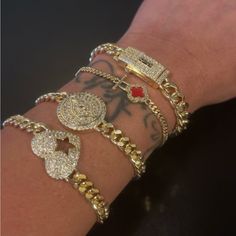 Won’t Tarnish Laminated Gold Can Be Wet Daily Used Red One Out Of Stock!!! $35 Each Betty Boop Jewelry, Chunky Gold Jewelry, Xoxo Jewelry, Gold Bracelets Stacked, Expensive Jewelry Luxury, Wrist Jewelry, Aesthetic Jewelry, Hand Wrist, Gold Ring Designs