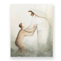 a painting of two people touching each other