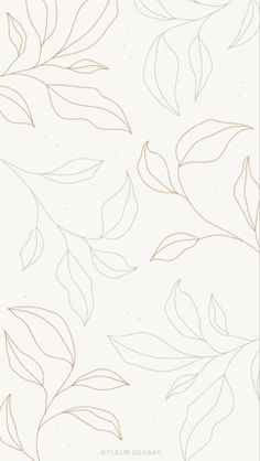 a white and gold wallpaper with leaves on the left side, in an elegant pattern