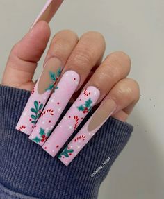 Pink And Red Christmas Nails, Nails Green Christmas, Winter Nails Pink, Pink Holiday Nails, Pink Winter Nails, Pink And Red Christmas, Christmas Nail Designs Acrylic, Pink Christmas Nails