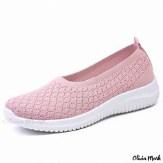 Olivia Mark - Beijing Soft Sole Comfort Shoes Spring Non-slip Slip-on Sneakers With Closed Toe, Pink Slip-on Sneakers With Rubber Sole, Casual Pink Flat Slip-ons, Breathable Synthetic Flat Slip-ons, Pink Flat Slip-on Sneakers, Non-slip Synthetic Slip-on Sneakers With Round Toe, Pink Slip-on Flat Sneakers, Pink Round Toe Slip-ons, Comfortable Pink Flat Slip-ons