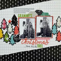 a scrapbook page with christmas trees on it