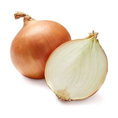 two onions are next to each other on a white background