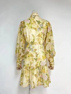 Women Spring Fall Vacation Floral Belted Lantern Sleeve Stand Collar  Elegant Shirt Dress  Short Dress - Multi-2,L Fall Vacation Knee-length Shirt Dress, Summer Long Sleeve Dress For Garden Party, Feminine Long Sleeve Midi Dress For Summer, Summer Garden Party Long Sleeve Dress, Casual Dress With Floral Print And Stand Collar, Spring Collared Feminine Mini Dress, Spring Feminine Collared Mini Dress, Fall Floral Print Dress With Stand Collar, Summer Beige Stand Collar Dress