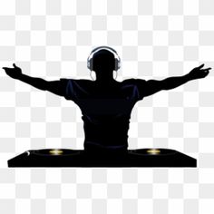 a person with headphones on sitting in front of a dj's turntable