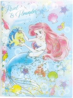 the little mermaid and her fish friend are on this birthday card, which features an image of