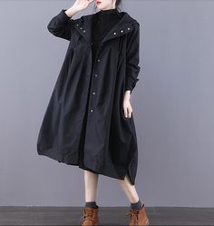 Long Women Casual Hooded Parka Plus Size Coat Jacket ,Custom make service available! Please feel free to contact us if you want this dress custom made.Materials used: cotton blendedSize: M: chest:112 cm length:97-105 cm sleeve：58 cm L : chest:116 cm length:98-106 cm sleeve：59 cm Most of our dresses are made of cotton linen fabric, soft and breathy. loose dresses to make you comfortable all the time.Flattering cut. Makes you look slimmer and matches easily.Payment:We accept payment by paypal and Plus Size Coat, Dresses To Make, Loose Dresses, Plus Size Coats, Hooded Parka, Cotton Linen Fabric, Coat Outfits, Loose Dress, Casual Coat