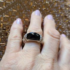 Beautiful Sterling Silver And Black Onyx Judith Ripka Ring. Like New. Size 8. Judith Ripka Ring, Judith Ripka, Ring Color, Onyx Ring, Womens Jewelry Rings, Black Onyx, Black Silver, Onyx, Like New