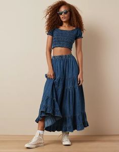 AE High-Waisted Chambray Maxi Skirt Princess Aesthetic Outfits, Princess Aesthetic, Chambray, Aesthetic Clothes, Denim Skirt, Style Me, Women's Jeans, American Eagle Outfitters, Maxi Skirt