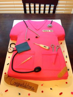 a cake that is shaped like a doctor's coat