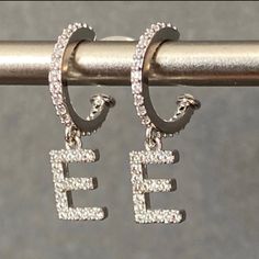 Brand New Sterling Silver Huggie Post Initial Earrings Letter E. Letter Earrings, Initial Earrings, Letter E, Earrings Stud, Silver Earrings Studs, Taylor Swift, Swift, Initials, Jewelry Earrings