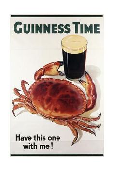 a poster with a crab and a pint of guinness