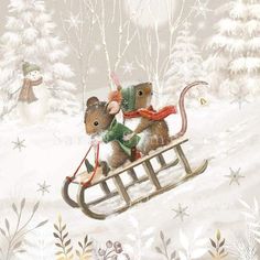 Christmas Mouse Illustration, Maus Illustration, Snow Illustration, Christmas Mice, Mouse Illustration, Winter Illustration, Winter Animals, Christmas Mouse