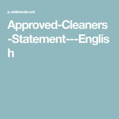 the words approved cleaners statement - english h