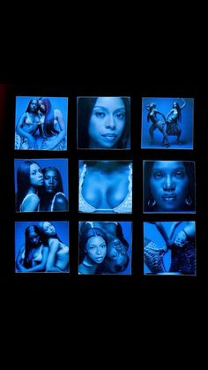 nine different images of black women in blue light on a screen with the same woman's face