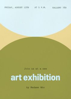 an art exhibition poster is shown in white and green