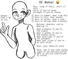 an image of a cartoon character with the words oc maker in front of it