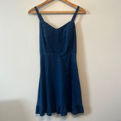 Old Navy Denim Strap Dress With Ruffle At Hem Size Small Nwot. Never Worn But Tag Removed Fitted Blue Denim Dress With Ruffle Hem, Sleeveless Denim Blue Dress For Brunch, Fitted Denim Dress With Ruffle Hem, Sleeveless Denim Dress For Brunch, Casual Denim Blue Dress With Ruffle Hem, Fitted Ruffled Dark Wash Denim Dress, Medium Wash Cotton Denim Dress With Ruffles, Fitted Dark Wash Denim Dress With Ruffles, Medium Wash Denim Dress With Ruffle Hem For Summer