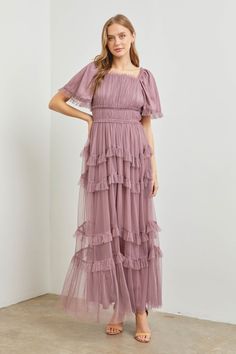 Dusty Lavender Tulle Maxi Dress – PinkBlush Lavender Maxi Dress, Umgee Clothing, Thml Clothing, Skirt With Ruffles, Dusty Lavender, Fancy Fashion, Tulle Maxi Dress, Tulle Material, Umgee Dress