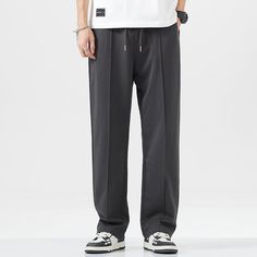 GTRG cotton and polyester-blend lounge pants, drawstring at elasticized waistband, four-pocket styling, paneled construction. Composition - 82% Cotton, 18% Polyester Asian Sizing: Size Up 1 Size For US/EU Fit Size Up 2 Sizes For US/EU Baggy Fit Model: 178cm/59kg 5’10/130lbs wearing size XL Gray Straight Leg Leisure Pants, Leisure Gray Straight Leg Pants, Gray Straight Leg Pants For Leisure, Wide-leg Leisure Sweatpants With Pockets, Leisure Wide-leg Sweatpants With Pockets, Elevated Casual Wide-leg Sweatpants With Pockets, Wide-leg Sweatpants With Pockets For Leisure, Wide-leg Sweatpants With Pockets For Elevated Casual Wear, Casual Wide-leg Sweatpants With Elastic Panels