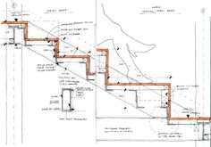 an architectural drawing shows the details of a stair casement and how to draw it