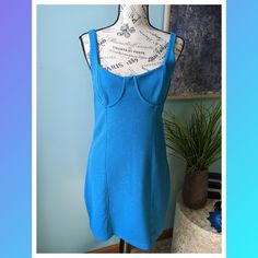 Zara Size Large Turquoise/ Bright Blue Mini Dress Slip On, No Zippers Thicker Than Spaghetti Straps Polyester And Elastane Stretchy And Fun Never Worn, Only Tried On New Without Tags Blue Bodycon Dress With Straight Neckline, Blue Bodycon Dress With Straight Neckline For Summer, Blue Stretch Dresses With Straight Neckline, Blue Mini Dress With Straight Neckline, Casual Turquoise Sleeveless Mini Dress, Turquoise Fitted Mini Dress For Summer, Fitted Turquoise Mini Dress For Summer, Turquoise Fitted Casual Dress, Casual Fitted Turquoise Dress