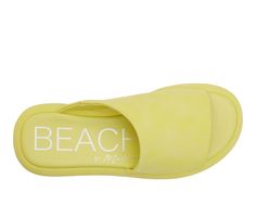 Vegan Synthetic Faux Leather upper, Slip on for easy entry,1.25\ platform sole height, Open round toe, Lightly padded insole, Man Made outsole, Asymmetrical one-band design | Women's Beach by Matisse Lotus Platform Slide Sandals in Lime Size 6 Beach Wedge Heel Platform Sport Sandals, Beach Platform Wedge Heel Sport Sandals, Beach Sport Sandals With Platform Wedge Heel, Spring Beach Sport Sandals With Wedge Heel, Beach Sport Sandals With Wedge Heel For Spring, Leather Beach Sandals With Gel Cushioning, Beach Sport Sandals With Arch Support And Wedge Heel, Leather Sandals With Gel Cushioning For Beach, Open Toe Synthetic Sport Sandals For Beach Season