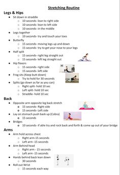 an exercise manual with instructions to do the splits and stretches for beginners, including stretching exercises