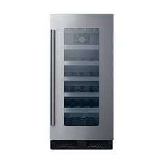 a stainless steel refrigerator with its door open