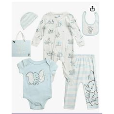 Disney Baby Boys' and Girls' Layette Set - 6 Piece Mickey and Minnie Mouse Bodysuit, Sleep n' Play Coveralls, Sweatpants, Hat, and Gift Bag Baby Clothes Set is the perfect attire for your baby girl's or boy's first days home. We know how delicate a newborn is, and that's why our Disney layette sets for girls and boys are made of high quality and super soft, skin-friendly fabric. Featuring cute Disney designs with your baby daughter's and son's favorite characters - Minnie Mouse and Mickey Mouse, Disney Gift Bags, Minnie Mouse And Mickey Mouse, Baby Layette Set, Baby Layette, Layette Set, Disney Designs, Clothes Set, Boys Sweaters