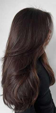 #hair #wavyhair #straighthair #blowdry #blond #blonde #blondehaircolor #smoothhair #hairinspo #haircut #haircare #hairgoals #hairstylesforthinhair thick hair, thin hair, healthy hair, short hair, long hair, glazed hair, shinny hair, curly hair, straight hair, layered hair, dyed hair, strong hair, hair care, hair routine, hair products, good hair, hair tips, hair aesthetic, hair care results, hair care tools, hair growth Hairstyles For Brunettes, Dark Chocolate Brown Hair, Brown Hair Inspiration, Hair Colour Ideas, Dark Brunette Hair, Hair Color Chocolate, Brown Hair Looks, Brown Hair Inspo, Chocolate Hair