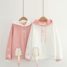 Cat Winter, Kawaii Hoodie, Harajuku Hoodie, Japanese Kawaii, Cat Tail, Loose Long Sleeve, Kawaii Cat, Fleece Sweatshirt, Online Fashion Stores