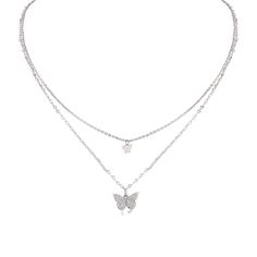 PRICES MAY VARY. Y2K LAYERED DAINTY BUTTERFLY NECKLACE: The Butterfly symbol is a reflection of our lives and remind us of how short our time is here. MATERIALS: Meticulously crafted from high-quality silver plated stainless steel SIZE & LENGTH: The Butterfly Pendant measures 0.47 inches in width, 0.39 inches in length. The first chain length is 12.6 inches, the second chain length is 14.5 inches, extender chain 2 inches PERFECT Y2K GOTH GIFT: Perfect Gifts on birthday, party, Halloween,New Year Butterfly Silver Necklace, Cute Butterfly Necklace, Silver Butterfly Necklace, White Butterfly Necklace With Adjustable Chain As Gift, Butterfly Jewelry Necklace, Fairycore Butterfly Necklace For Gift, Silver Butterfly Necklace Aesthetic, Silver Butterfly Necklace With Metal Chain, Y2k Necklace