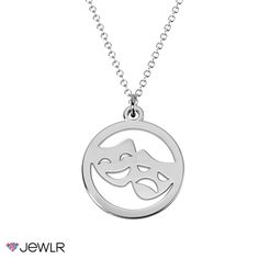 Celebrate your love of the theatre with this cinematic style! Featuring a cutout of two theatre masks in the center of a round 14mm disc pendant, this necklace is the perfect choice for anyone with a flair for the dramatic. It can be customized with any metal of your choice for an added personal touch. It's a great way to treat yourself or someone special, and makes a fabulous gift for someone you love! A Flair For The Dramatic, Music Note Necklace, Theatre Masks, The Theatre, Mens Engagement, Friend Necklaces, Disc Pendant, Disc Necklace, Silver Prices