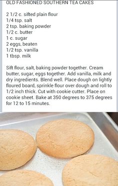 four cookies sitting on top of a cookie sheet in a pan with instructions for how to make them