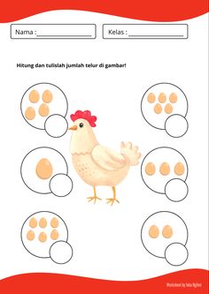 a worksheet with an image of a chicken and some eggs on it, which are