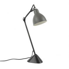 a black desk lamp on a white background