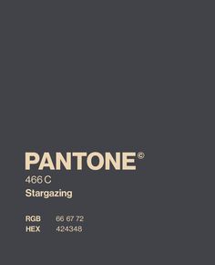 pantone's logo on a dark background with the words stargazing and rgb