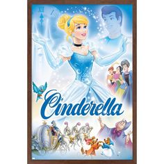 the poster for cinderella is displayed in front of a white background