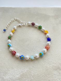 Colourful Bracelet, Jewellery Summer, Beaded Rainbow, Bracelet Rainbow, Multicolor Jewelry, Summer Bracelet, Boho Jewellery, Bracelet Pearl, Glass Jewellery