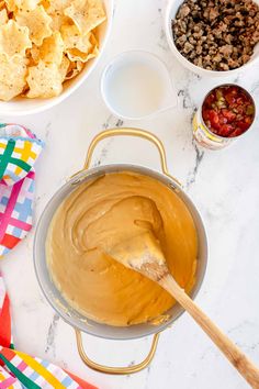 the ingredients to make this dip include tortilla chips and salsa