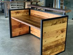 a wooden counter top sitting inside of a kitchen